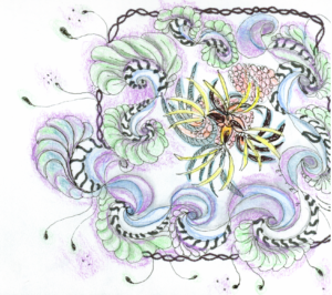 I love drawing spirals and purples, greens and blues
